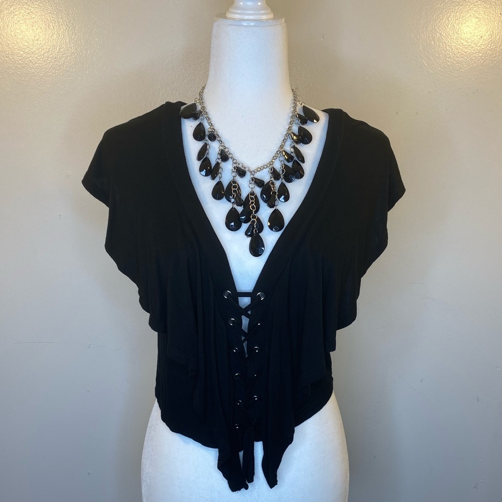Charlotte Russe Crop Lace Up Top